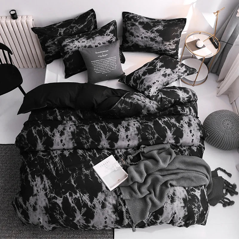 3-Piece Duvet Cover Set with 2 Pillowcases – 100% Polyester Printed Quilt Cover for Single/Double/Queen/King Beds