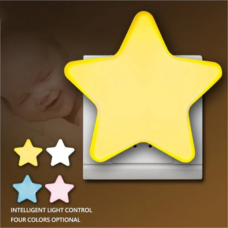 LED Star Night Light with EU/US Plug - Bedside Lamp for Bedroom, Nursery, Living Room & Corridor