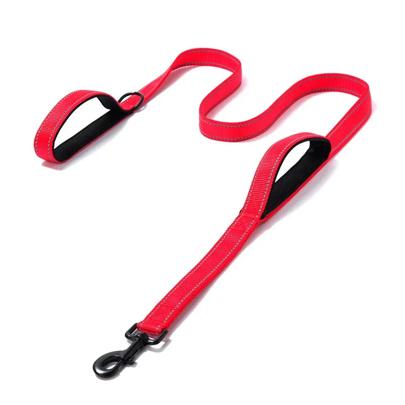 Heavy Duty Double Handle Dog Leash - Dual Handle Training Lead for Outdoor Travel & Greater Control