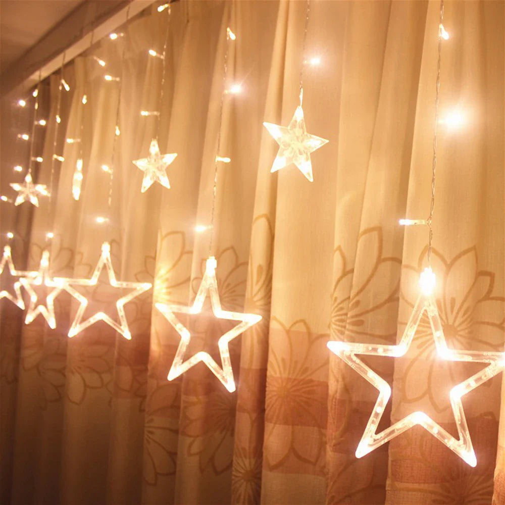 3.5M (11.5 ft) Star Curtain LED Fairy String Lights 138 LEDs for Christmas Home Bedroom Window Outdoor Party
