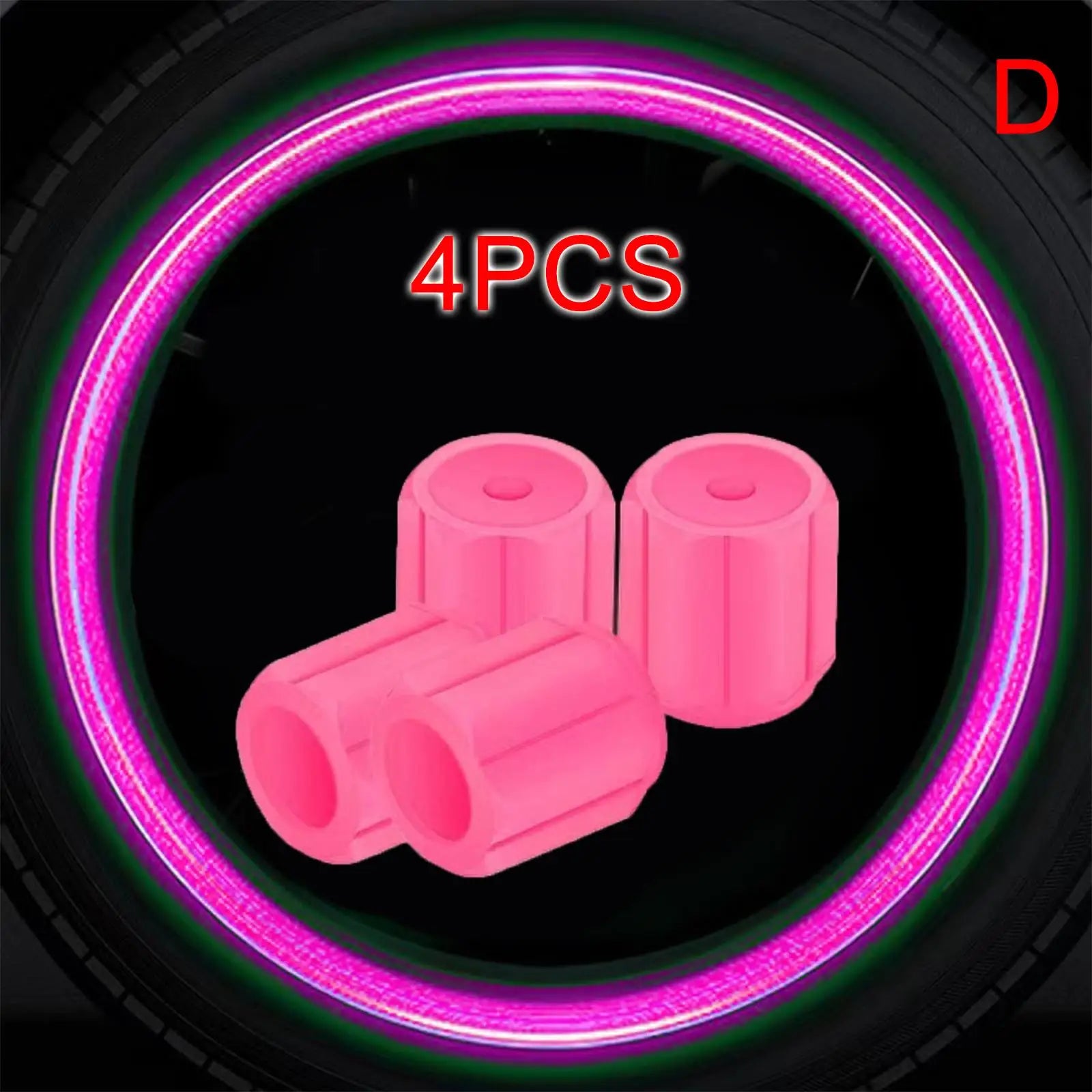4-Pack Luminous Tire Valve Stem Caps 16×12×12mm (0.63×0.47×0.47 in) Glow-in-the-Dark Rhinestone Wheel Caps for Car Motorcycle Bike