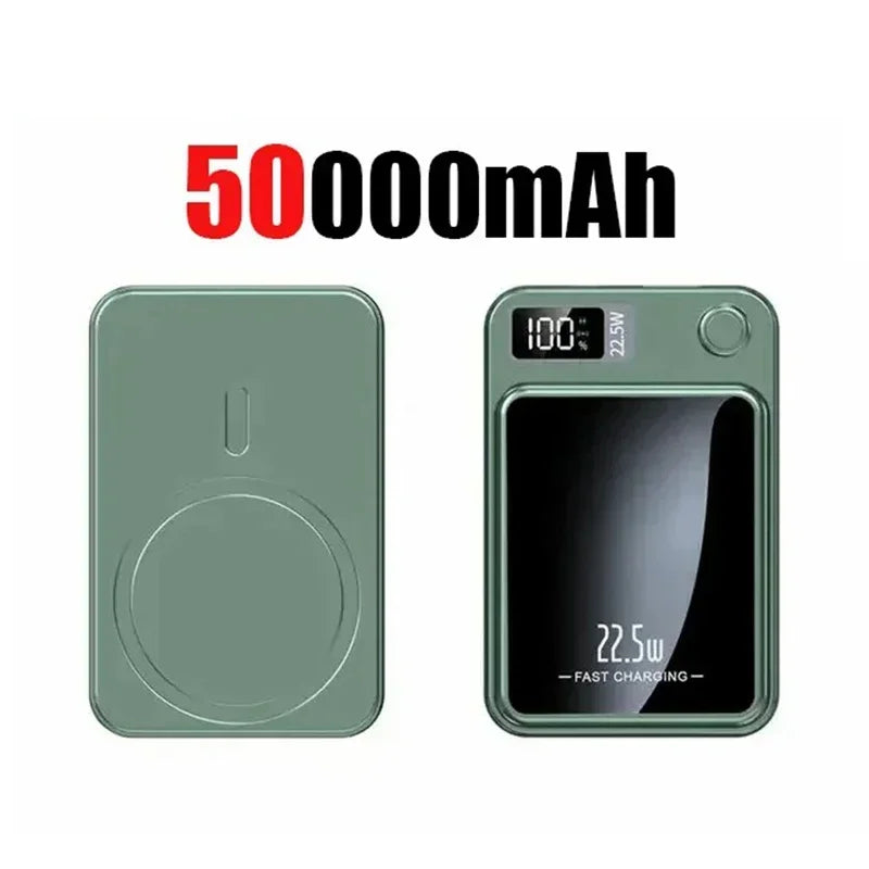 Magnetic Wireless Power Bank 100000mAh / 50000mAh – 22.5W Fast Charger, Portable Power Pack with LED Display, Type-C & Qi Wireless
