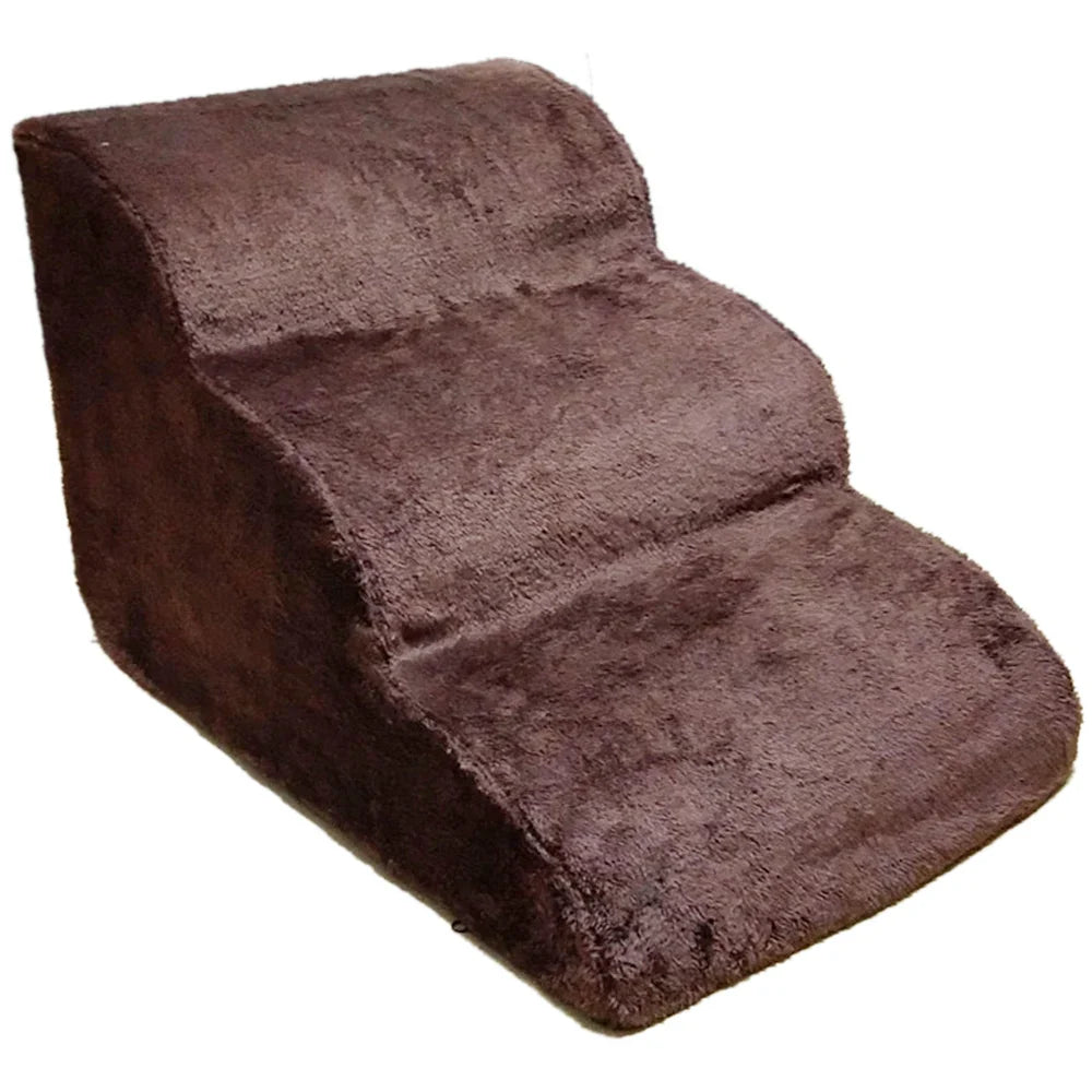 Non-Slip 3-Step Pet Stairs for Dogs & Cats — Removable Washable Cover, Foam Ramp for Bed & Sofa, 23.6 x 16.5 x 15.4 in (60 x 42 x 39 cm)
