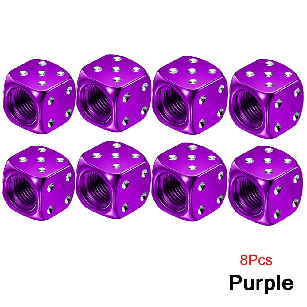 2/8-Pack Aluminum Dice Tire Valve Caps, Universal Wheel Stem Air Valve Covers for Car Truck Motorcycle Bike