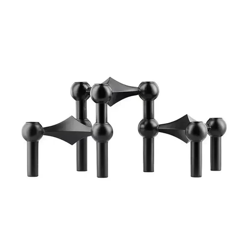 Nordic 3-Arm Metal Taper Candle Holder - Modern Vintage Candelabra for Skinny Stick Candles (Fits ≤1.2 cm / 0.47 in)