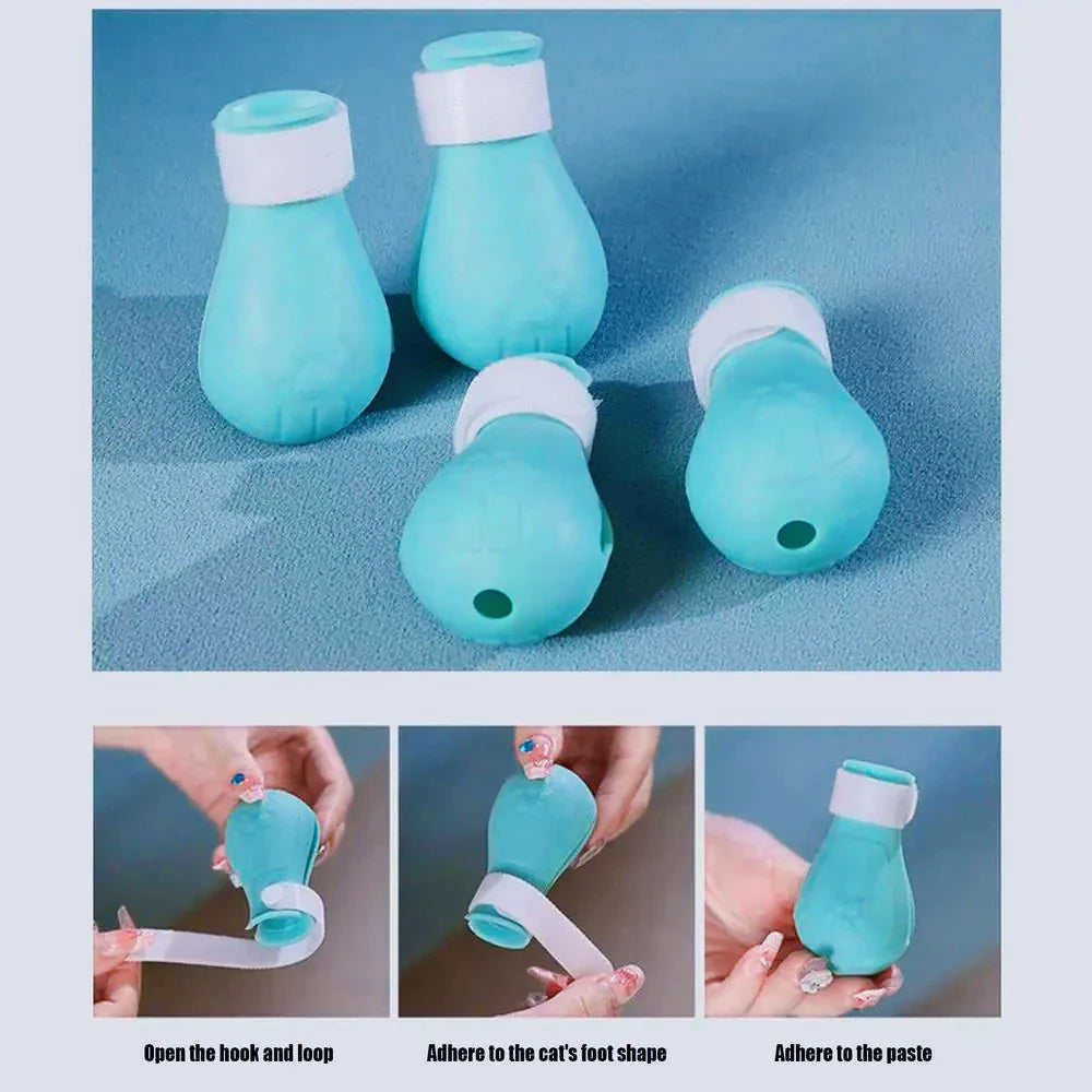 Cat Muzzle & Silicone Paw Boots Set – Breathable Anti-Bite Anti-Lick Grooming Hood for Cats (M / L)
