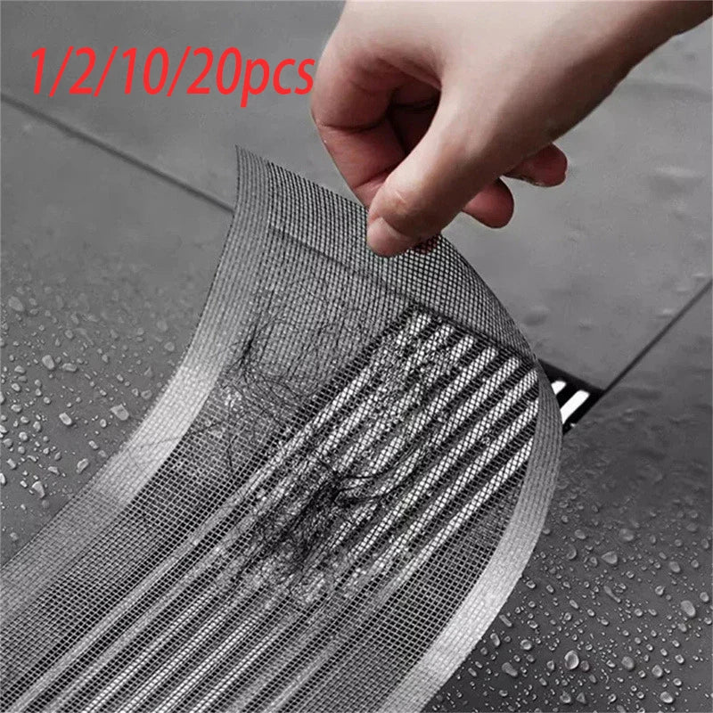 Cuttable Self-Adhesive Drain Hair Catcher – Disposable Mesh Filter for Shower, Bath & Kitchen (Cut-to-Fit, Multi-Pack)