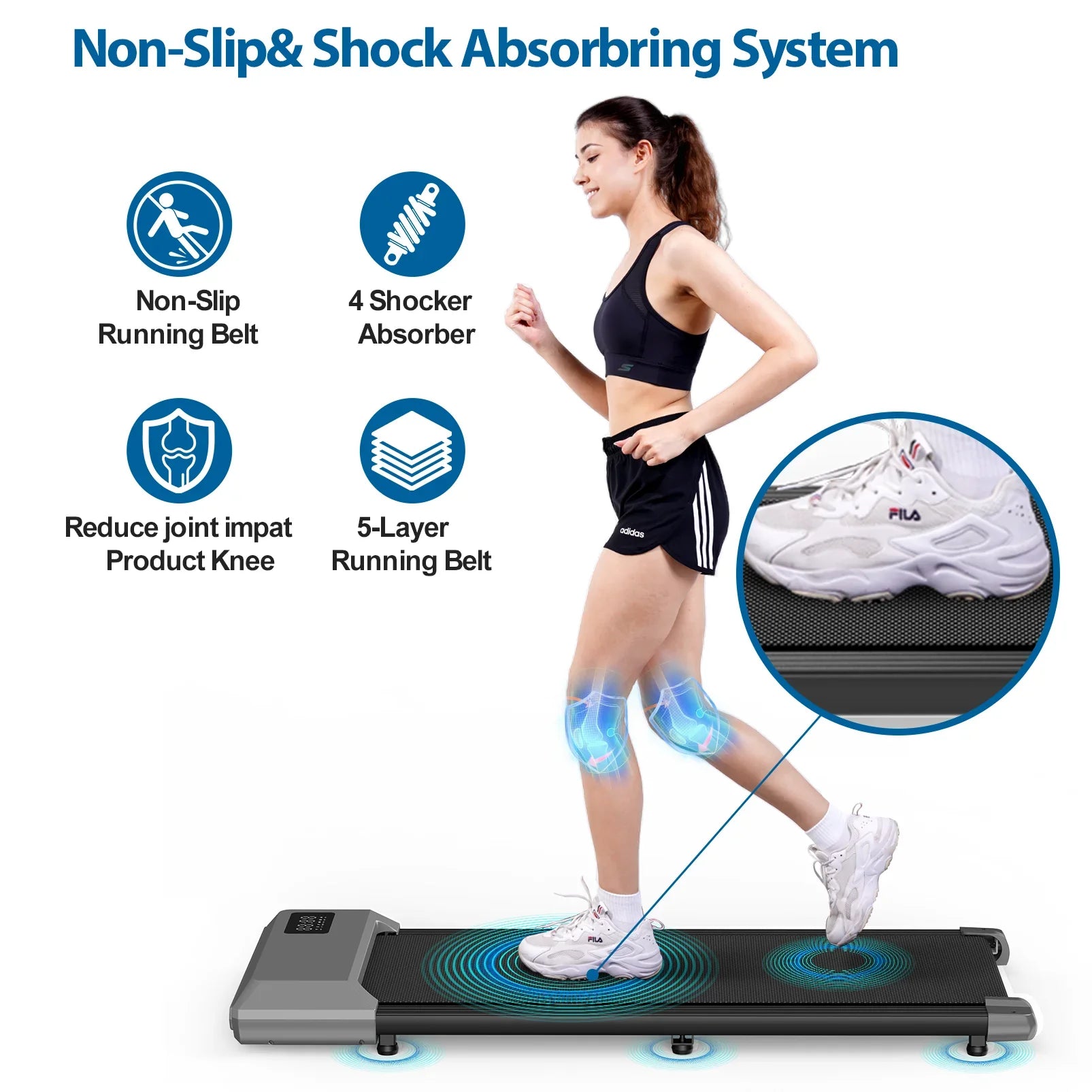 2-in-1 Portable Walking Pad Treadmill for Home & Office — Under-Desk Mini Treadmill with LCD Screen, Quiet, 250 lb Capacity