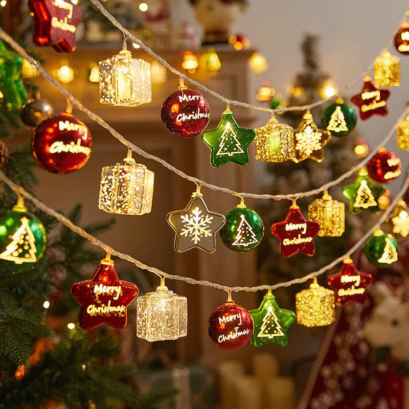 Battery Operated Christmas String Lights — Candy Cane, Santa & Snowman Hanging Ornaments (1m/3m, 10/20 LED) Indoor & Sheltered Outdoor