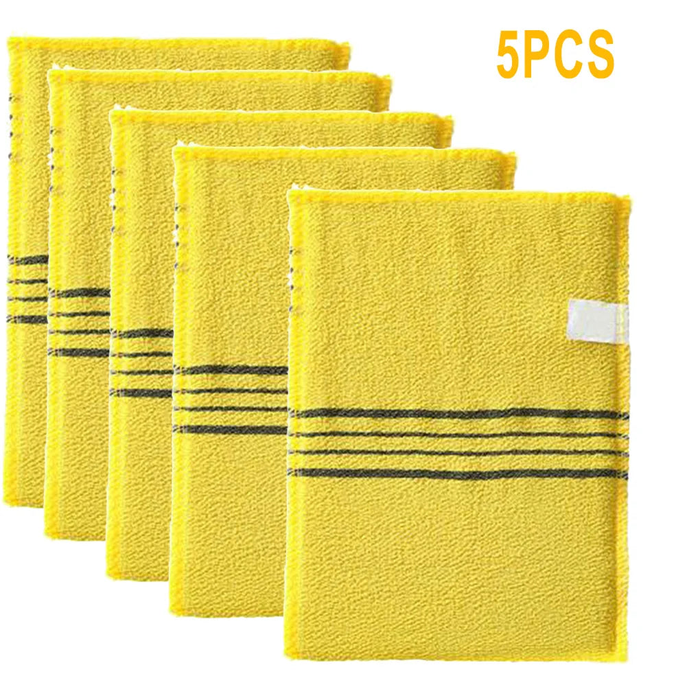 5-Pack Exfoliating Bath Washcloths — Soft Polyester-Cotton Body Scrub Cloths for Shower & Spa