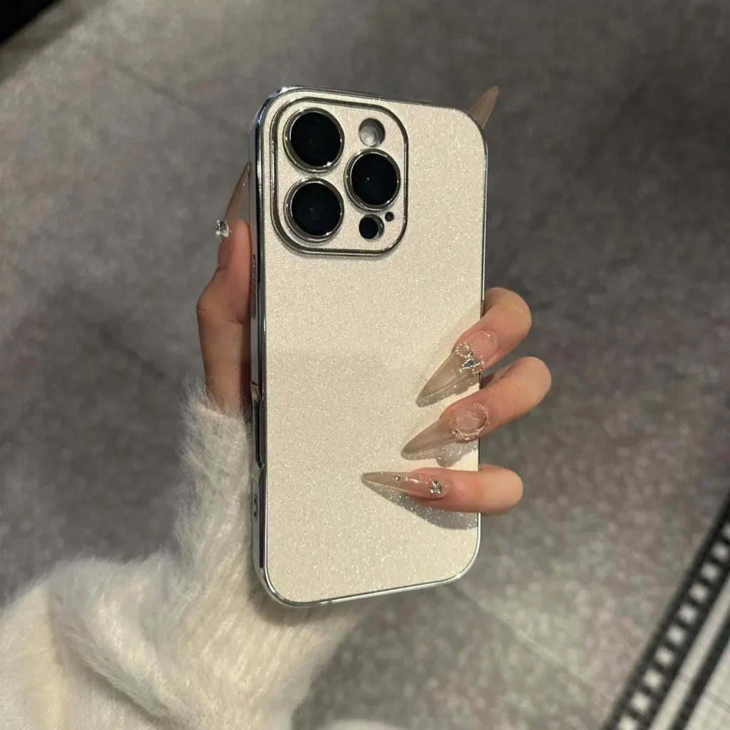 Luxury Bling Glitter Leather Case For iPhone 16 15 14 13 12 11 Pro Max Sparkling Soft Silicone Shockproof Plating Bumper Cover
