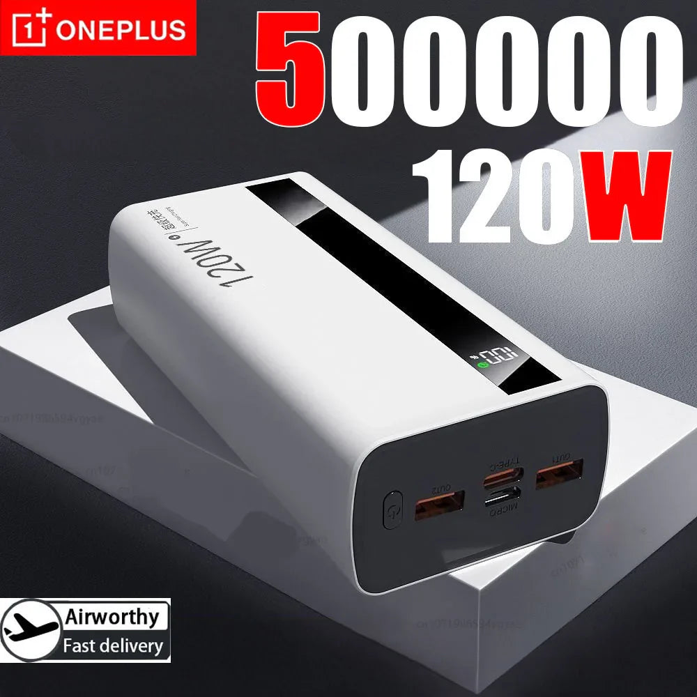 50000mAh 120W Magnetic Wireless Power Bank with LED Display – Portable Fast Charger USB-C/USB-A for iPhone, Samsung, iPad, Android