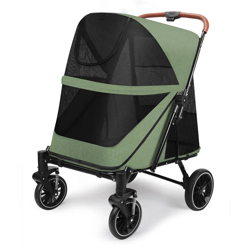 Foldable Pet Stroller for Medium to Large Dogs — 55 kg (121 lb) Load Capacity, Spacious Cabin for Senior Pets