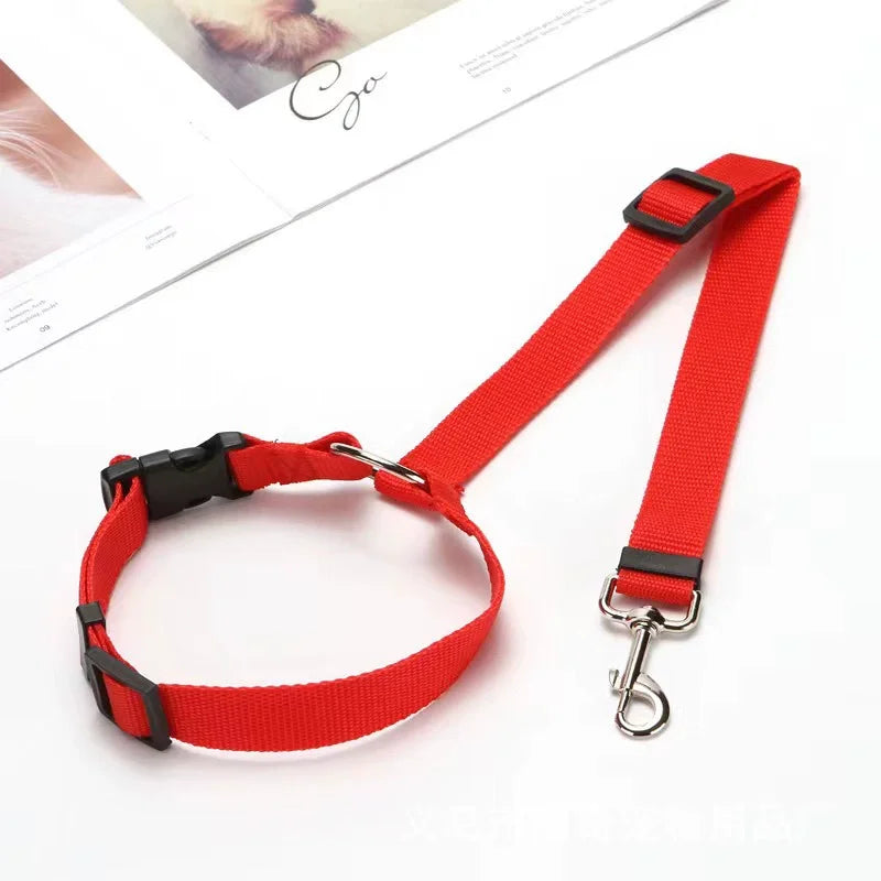 Two-in-One Pet Car Seat Belt Leash Adjustable Nylon Dog Seatbelt Harness for Backseat Safety