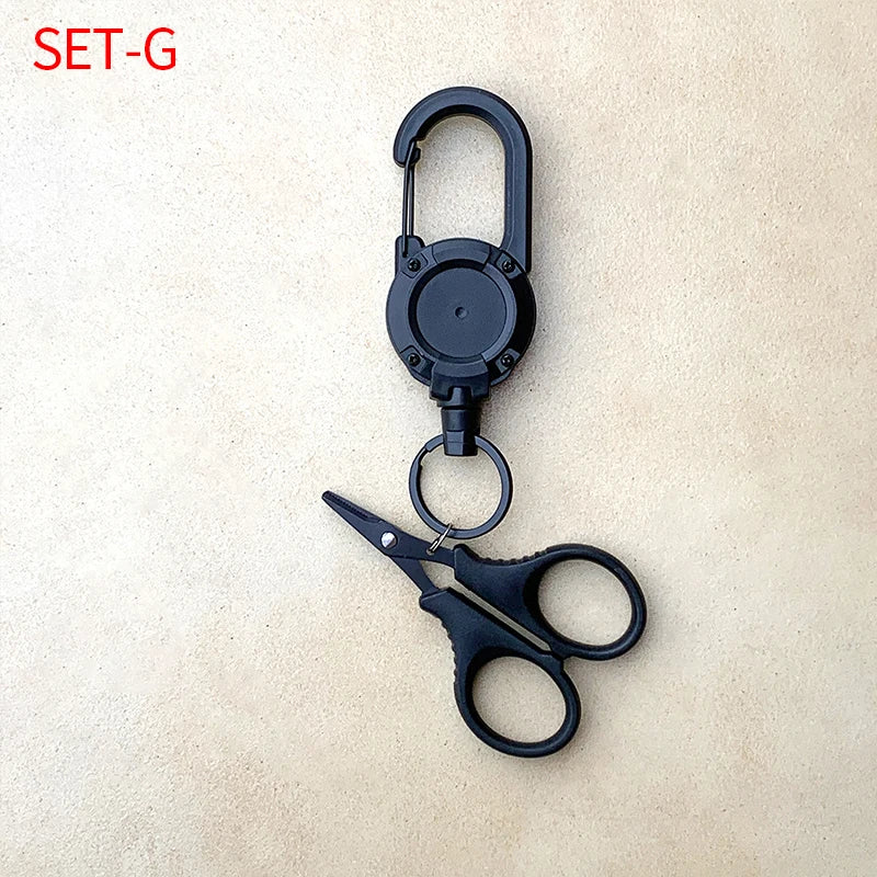 Fishing Line Scissors Keychain - Serrated Stainless Steel Blade, Titanium-Coated Corrosion-Resistant, Blunt Tip (9.5 x 6.27 cm / 3.74 x 2.47 in)