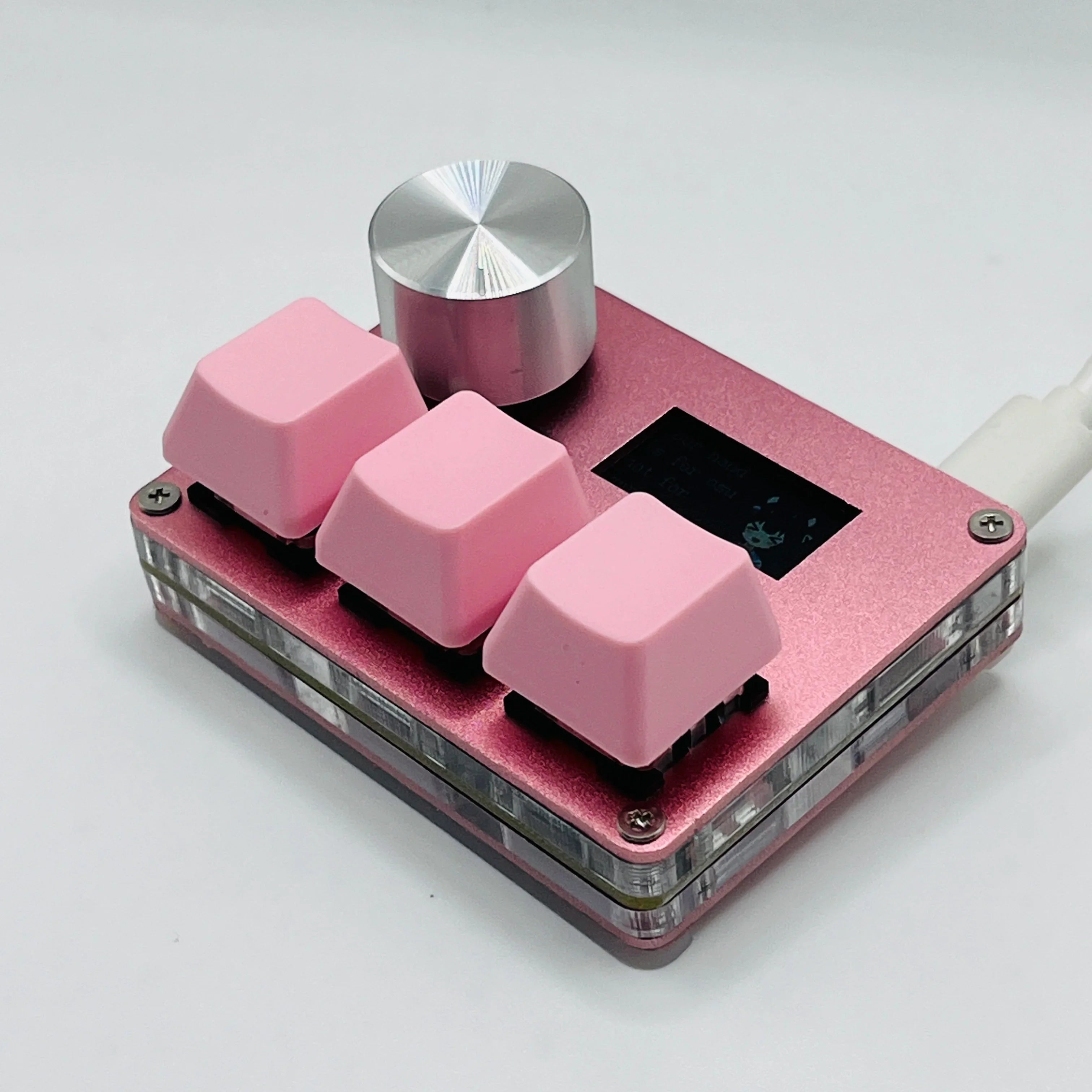 Mini Mechanical Gaming Keyboard - Hot-Swap Magnetic Hall Switches (Pink) with Knob, 0.96-inch IPS Screen, Rapid Trigger, USB-C 8000Hz