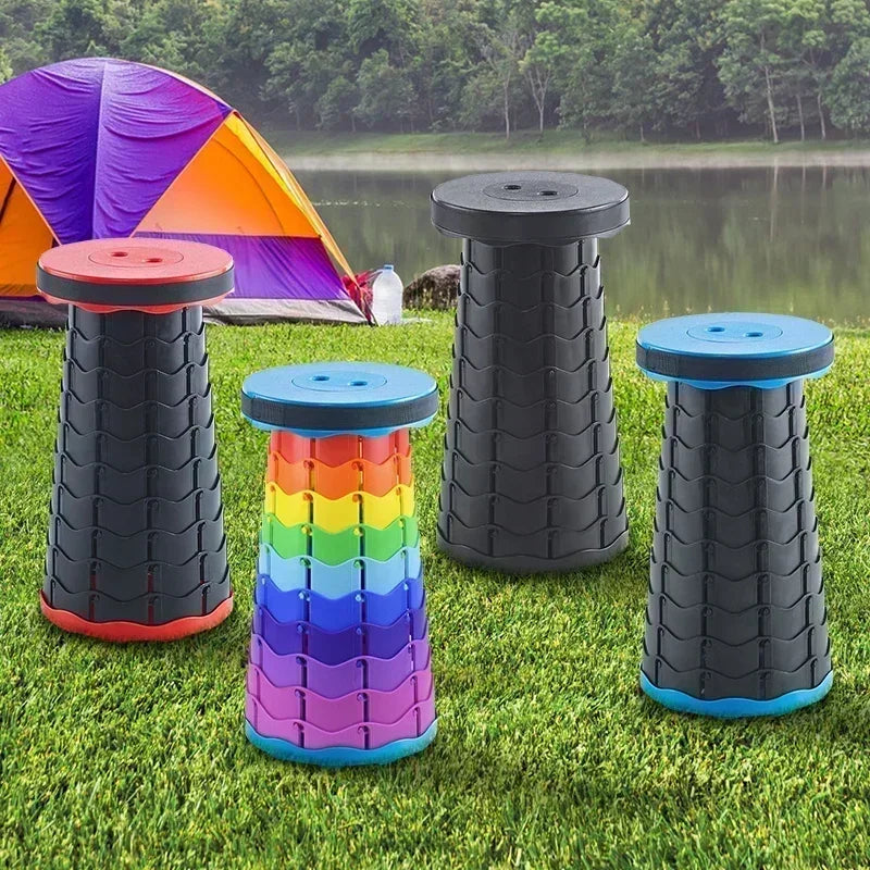Portable Folding Telescopic Stool – Lightweight Collapsible Plastic Camping & Fishing Chair with Carry Handle, Supports up to 500 lb (≈227 kg)