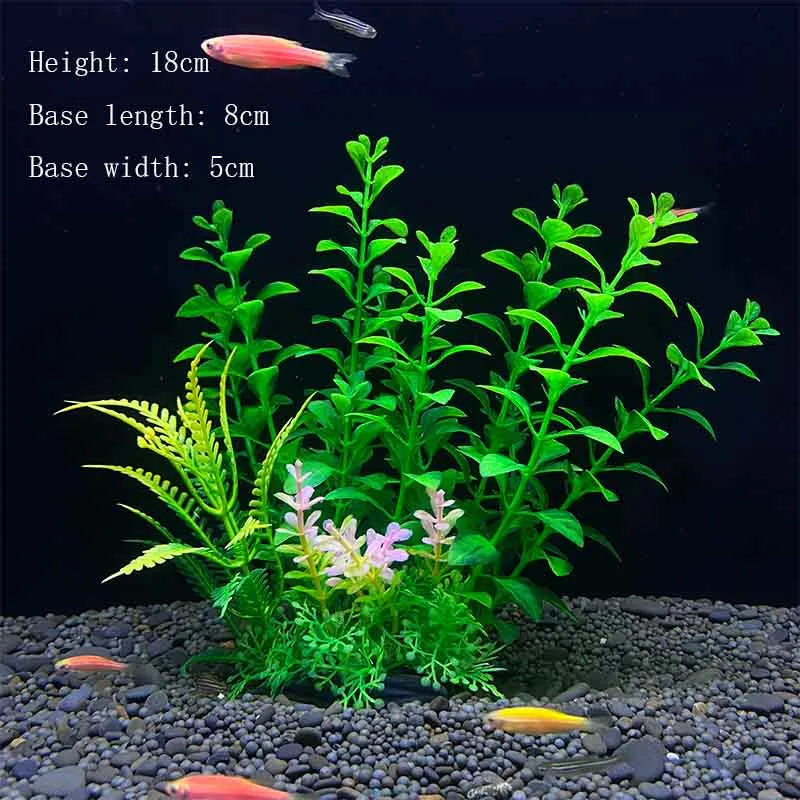 Artificial Aquarium Plants – Plastic Underwater Green Shrubs with Resin Base, Fish Tank Decoration