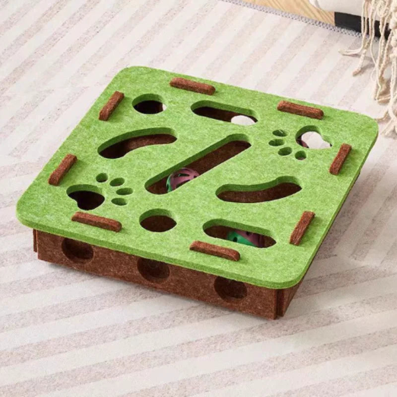 Interactive Cat Maze Toy with Bell Balls — Felt Tunnel Dig-Hole Puzzle for Kittens & Cats