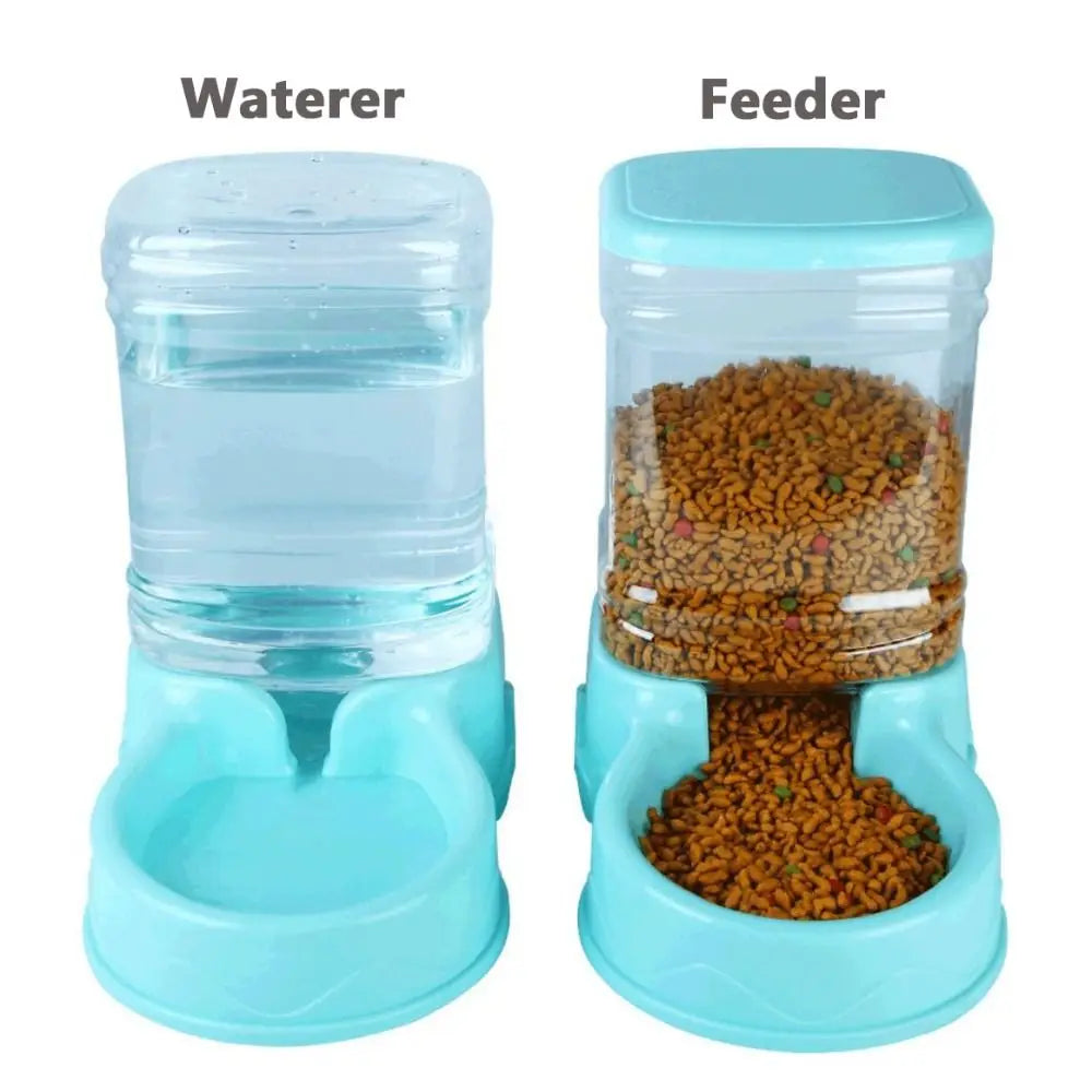 Gravity Pet Feeder and Water Dispenser for Cats and Small Dogs – Transparent PP Hopper, Pink, Blue, Gray