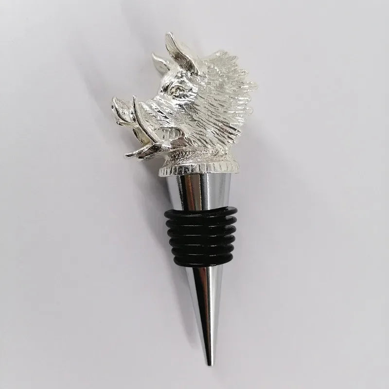 Zinc Alloy Animal Head Wine Pourer - Decorative Bottle Pour Spout & Stopper (Deer, Elk, Lion, Leopard, Wolf, Eagle, Dragon)
