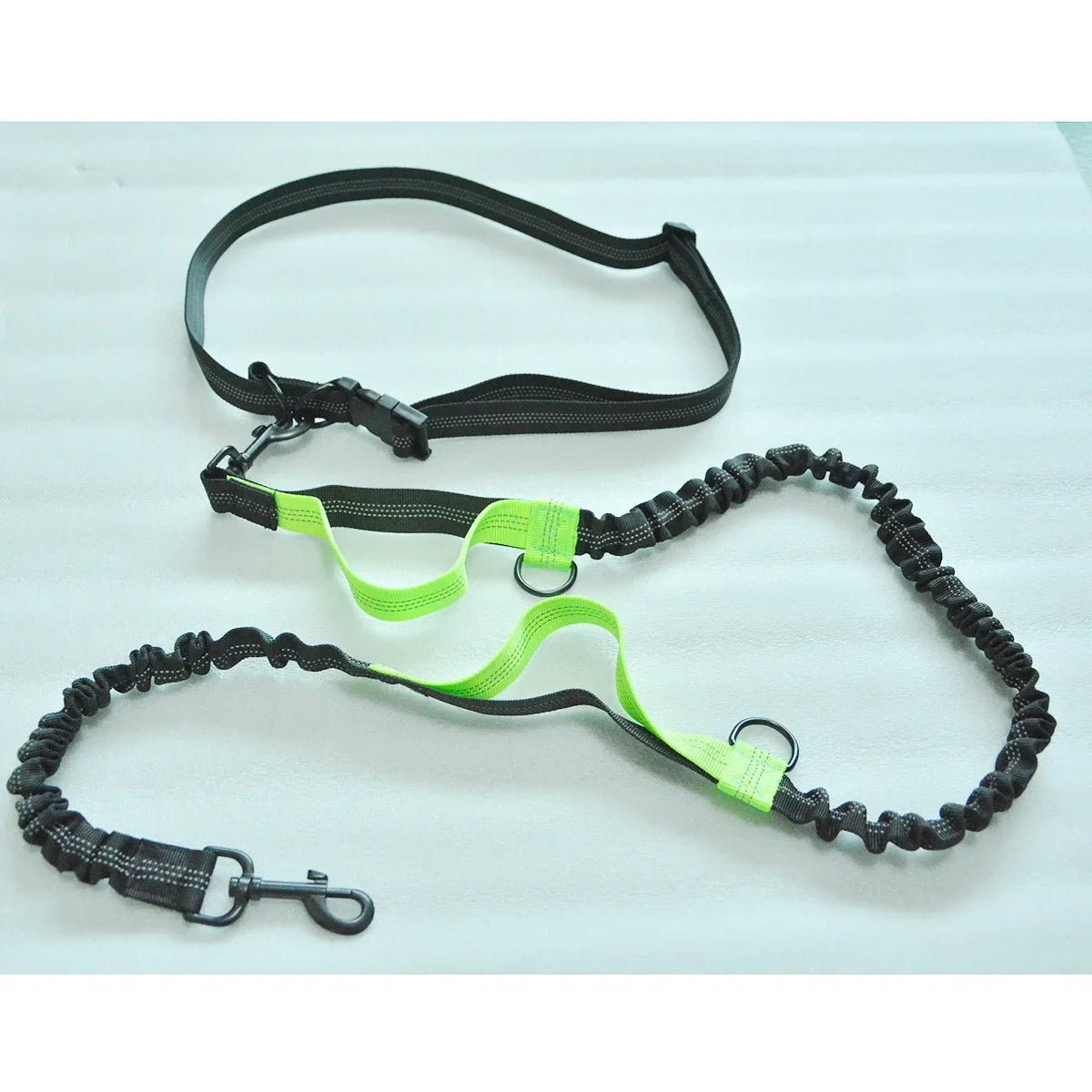Hands-Free Double Elastic Reflective Dog Leash — Retractable Running Waist Belt, Adjustable Waist 27.6–47.2 in (70–120 cm), Leash 63–102 in (160–260 cm)