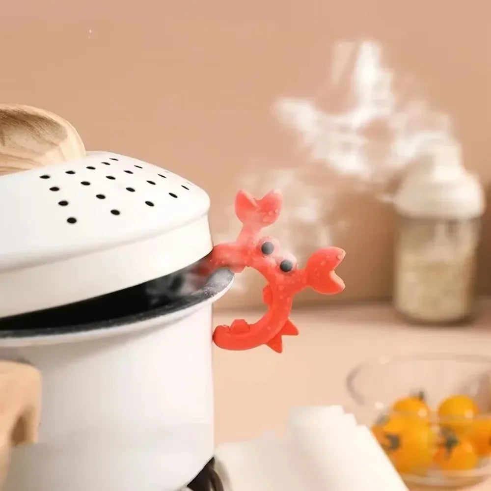 Silicone Crab Spatula Holder Pot Clip — Heat-Resistant Spoon Rest & Overflow Guard (1/2/4/6-Pack)