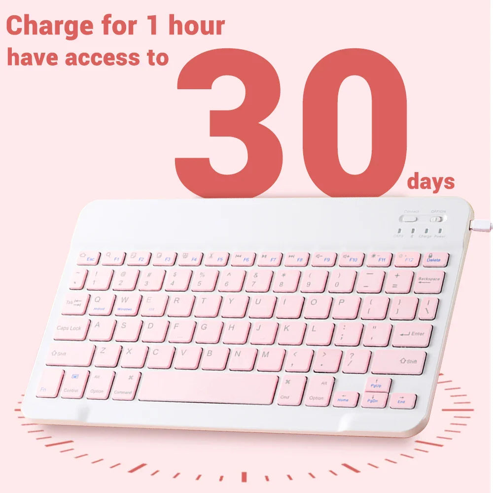 Mini Wireless Bluetooth Keyboard and Mouse — Portable Slim Rechargeable Keyboard for iPad, iPhone, Android Tablets, Samsung, Xiaomi, Mac & Windows