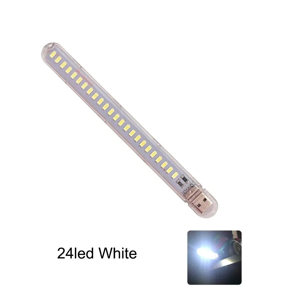 Mini USB LED Book Light – 3/8/24 LED Ultra Bright RGB Portable Reading Lamp for Power Bank, Laptop & Notebook