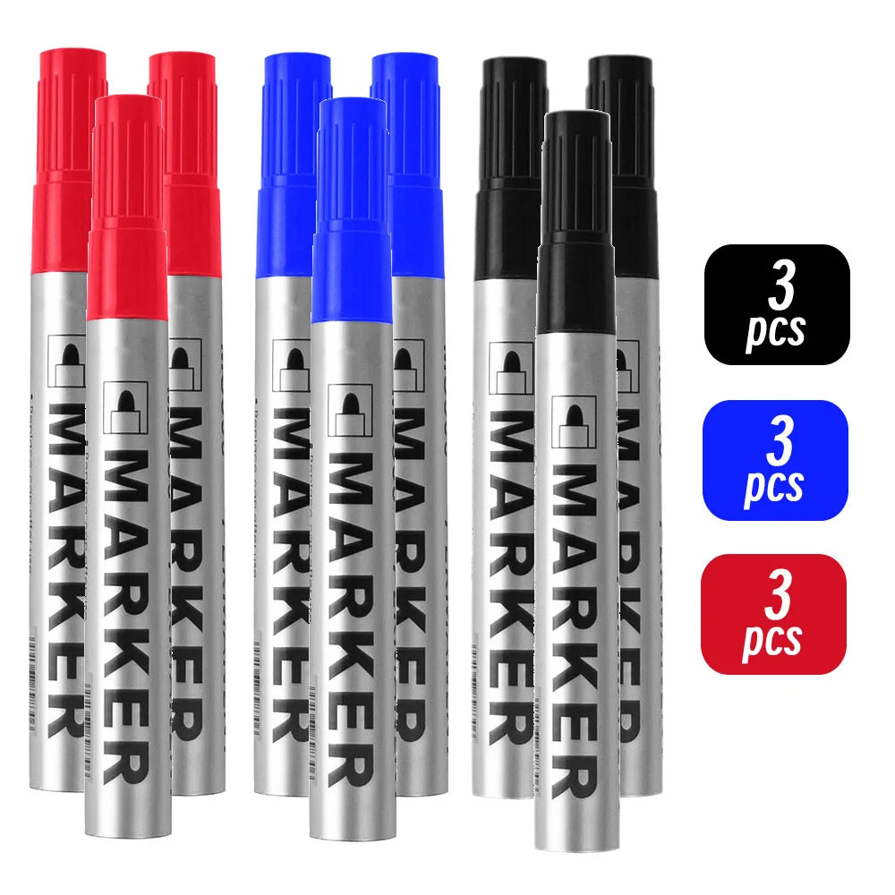 Waterproof Black Permanent Paint Marker - Quick-Dry Oil-Based Pen for Tires, Metal & Glass