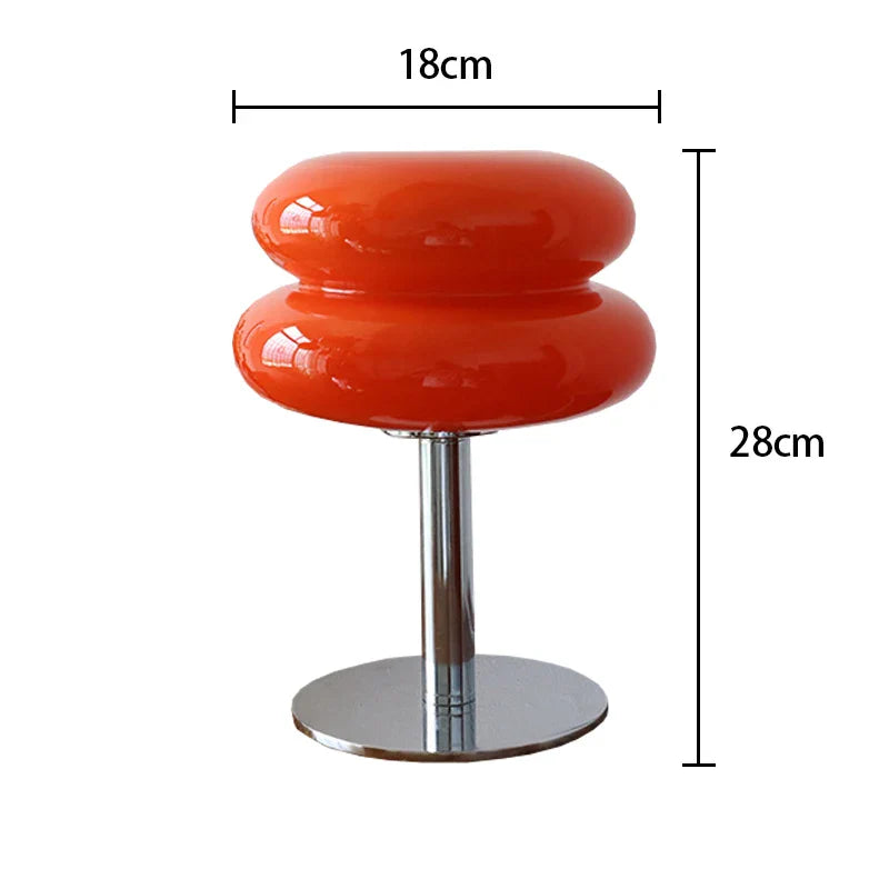 Macaron Glass Table Lamp - 2-Color E27 LED Bedside Lamp, Stained Glass Night Light for Bedroom (28cm x 18cm / 11in x 7in)