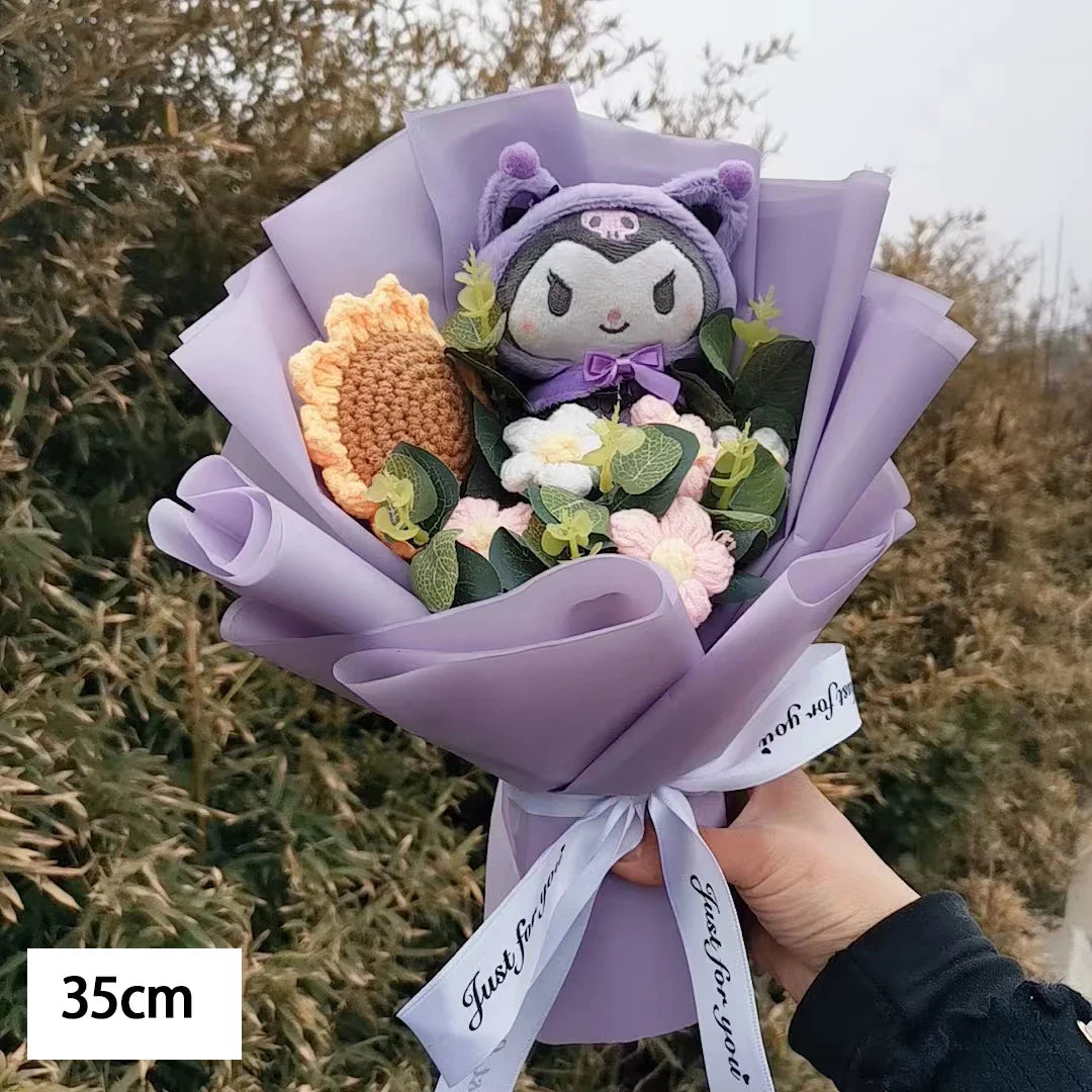 Kawaii Cat Plush Bouquet with Soap Rose Flowers — Cute Valentine's Day, Birthday & Graduation Gift