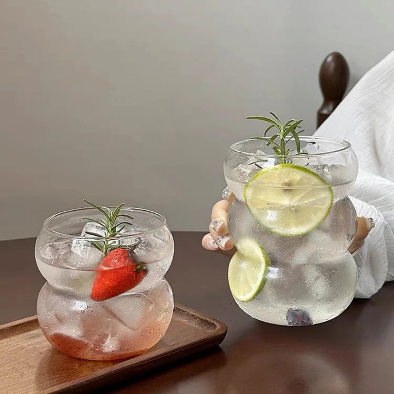 Transparent Glass Tumbler with Straw — 12 fl oz (350 ml) & 18.6 fl oz (550 ml) Cold Coffee, Juice & Cocktail Glass