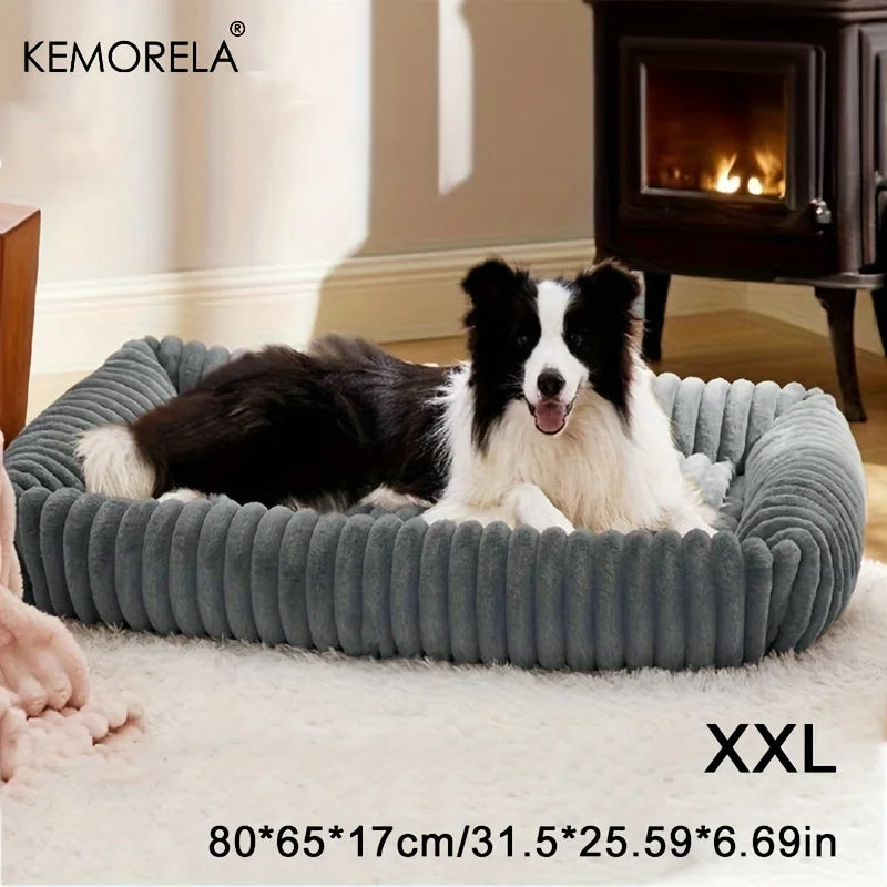 Orthopedic Plush Dog Bed – High-Resilience Support Mattress for Small to Medium Dogs, All-Season Fluffy Pet Bed for Bedroom