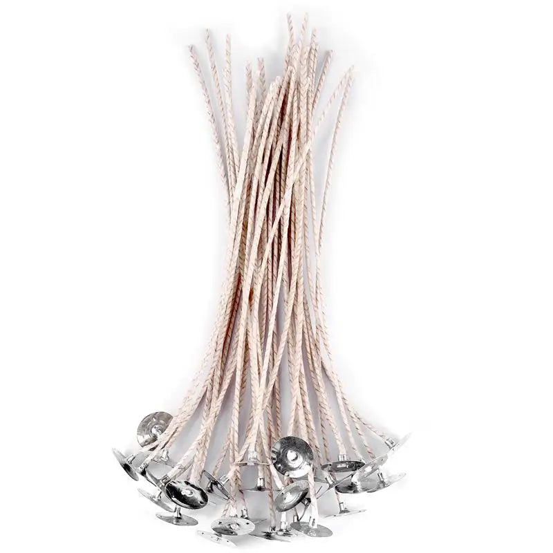 Smokeless Cotton Candle Wicks 30-Pack — 6–20 cm (2.4–7.9 in) Large-Base Woven Wicks for Soy Wax & Kerosene Lamps
