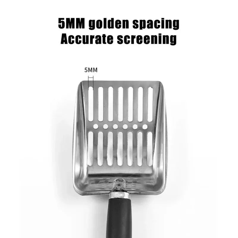 Stainless Steel Cat Litter Scoop with Long Handle – Durable Metal Litter Shovel 10.23 x 4.21 in (26 x 10.7 cm)