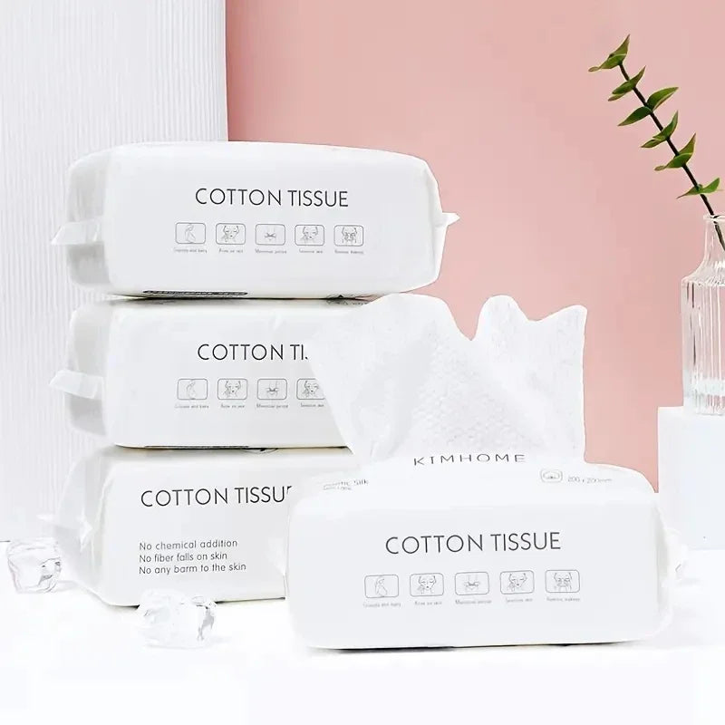 Disposable Plant-Fiber Cotton Face Towels - Soft Nonwoven Facial Wipes, 50/100-Pack, 20 x 15 cm (7.9 x 5.9 in)