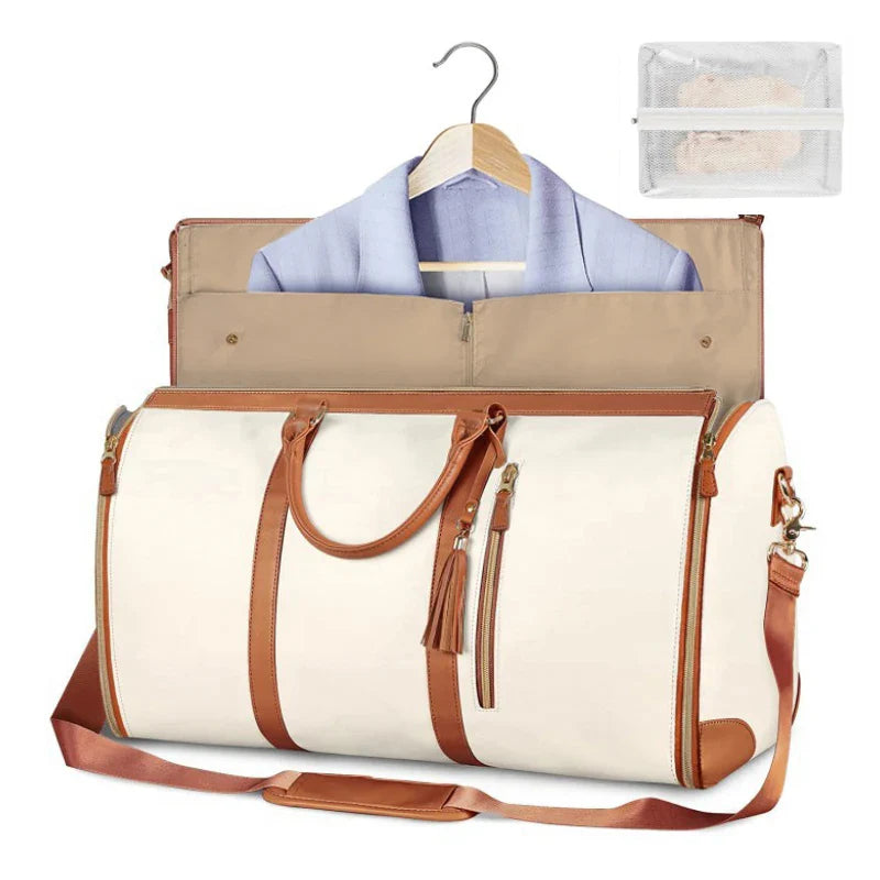 Foldable PU Leather Carry-On Duffel Bag – Large Travel & Business Weekender