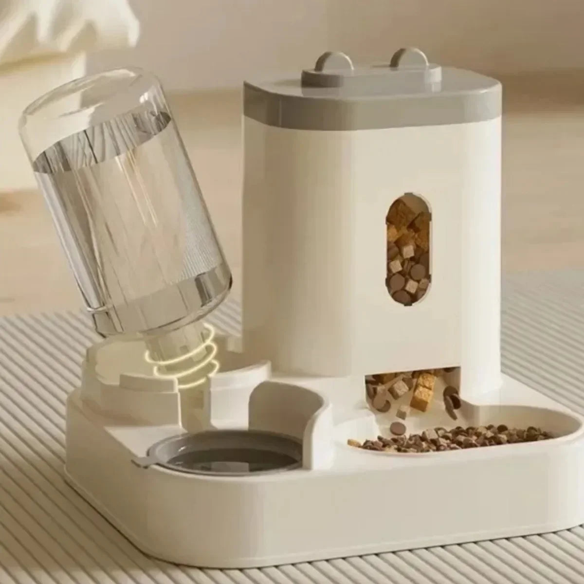 Automatic Non-Electric Pet Feeder with Water Fountain, Gravity-Fed Large-Capacity Dog & Cat Food Dispenser