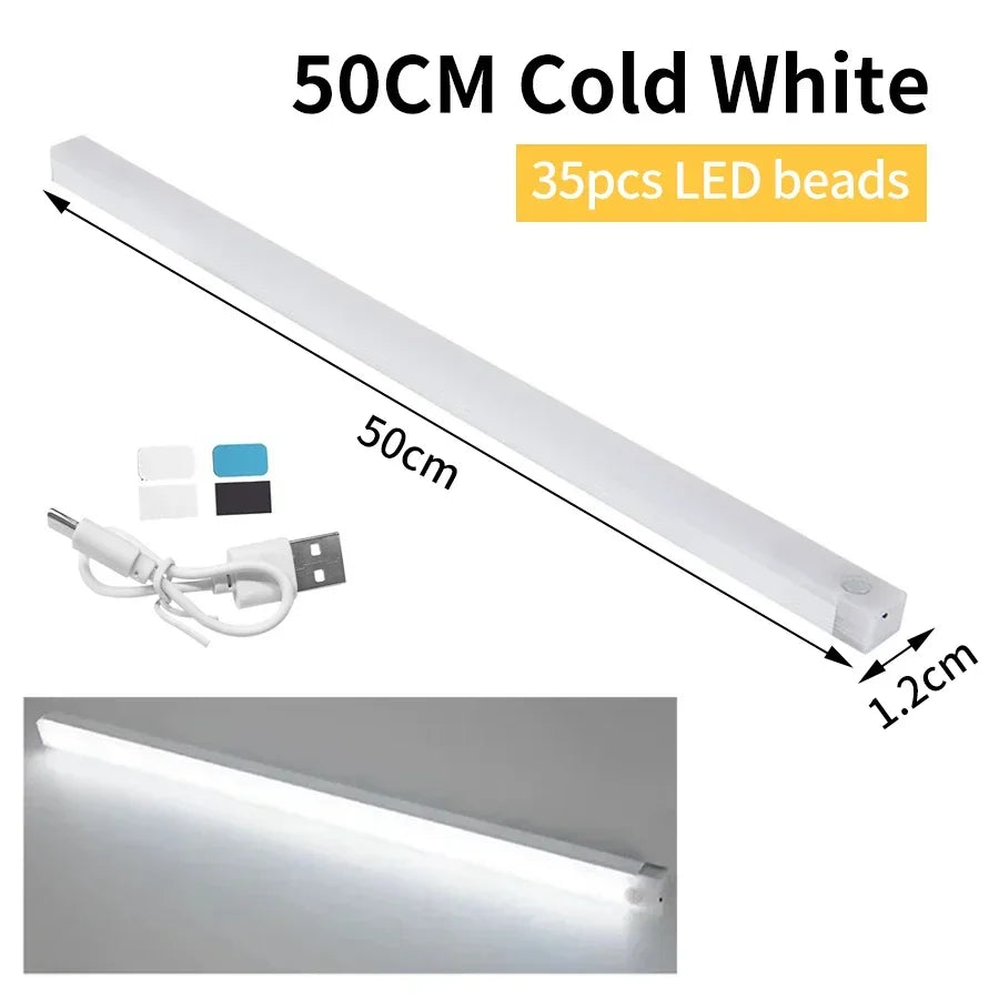 Wireless Rechargeable LED Motion Sensor Cabinet Night Light - Magnetic Under-Cabinet Light for Closet, Kitchen, Wardrobe, Stairs