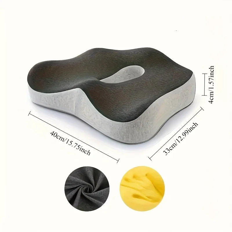Memory Foam Seat Cushion with Removable Cover and Anti-Slip Base — Dining Chair Pad with Massage Support