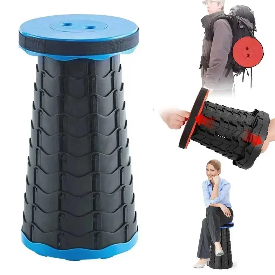 Portable Folding Telescopic Stool – Lightweight Collapsible Plastic Camping & Fishing Chair with Carry Handle, Supports up to 500 lb (≈227 kg)