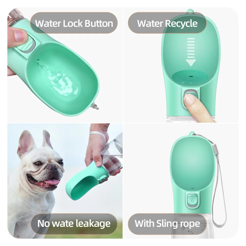 Portable Leakproof Pet Water Bottle with Built-in Bowl – Travel Dog & Cat Water Feeder (300 / 350 / 550 ml)