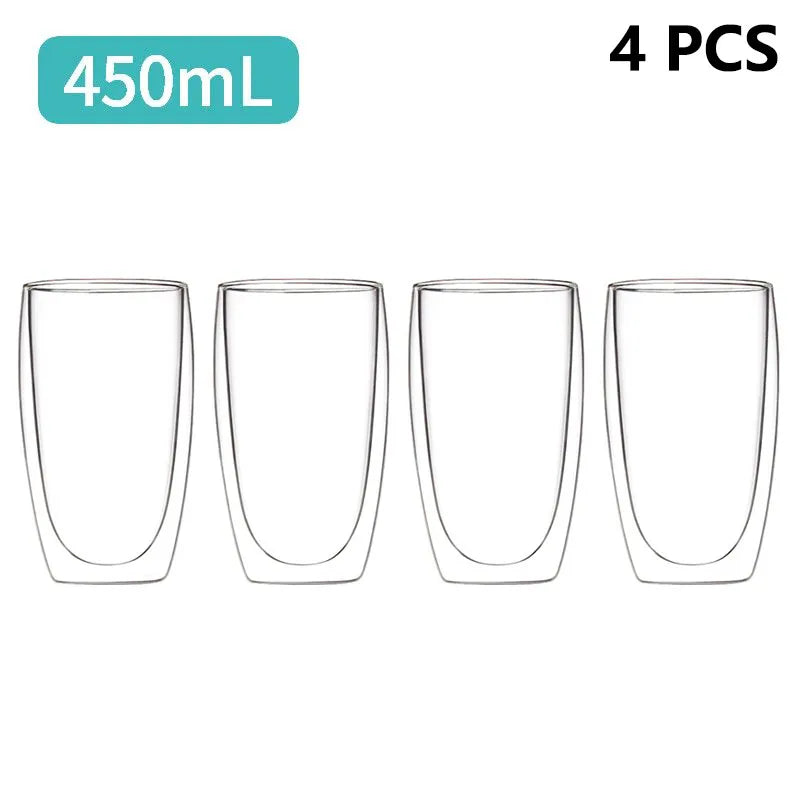 Double Wall Borosilicate Glass Mug - Heat-Resistant Insulated Tumbler for Coffee, Tea, Whiskey, Beer & Cocktails - Gift