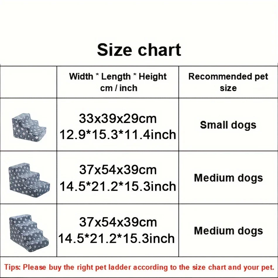 Dog Ramp & Puppy Stairs – Waterproof Anti-Bite Pet Ladder with Detachable Washable PU Cover, Sponge Cushion, Cartoon Pattern
