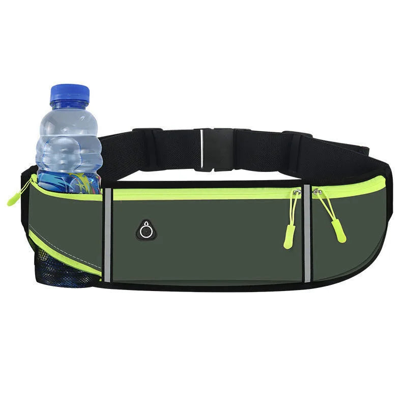 Lightweight Running Waist Bag with 3 Waterproof Pockets – Phone & 350ml Water Bottle Holder, Reflective, 41×11 cm (16.1×4.3 in)
