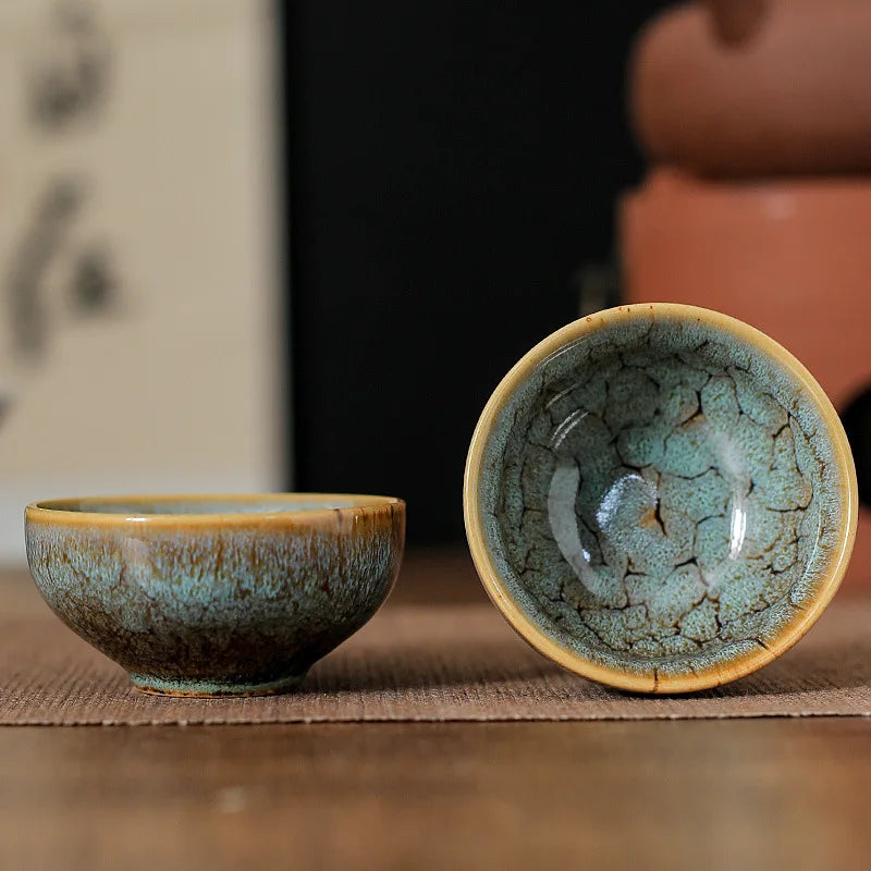 45ml (1.5 fl oz) Ceramic Tasting Teacup – Satin Blue Jianzhan Master Cup for Gongfu Tea