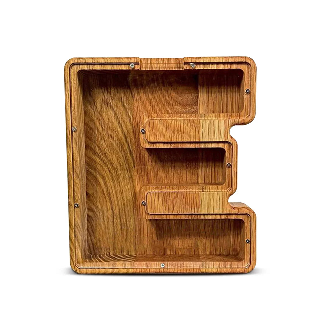 26-Letter Wooden Piggy Bank Alphabet Moneybox Coin Saving Box for Kids Desktop Home Decor