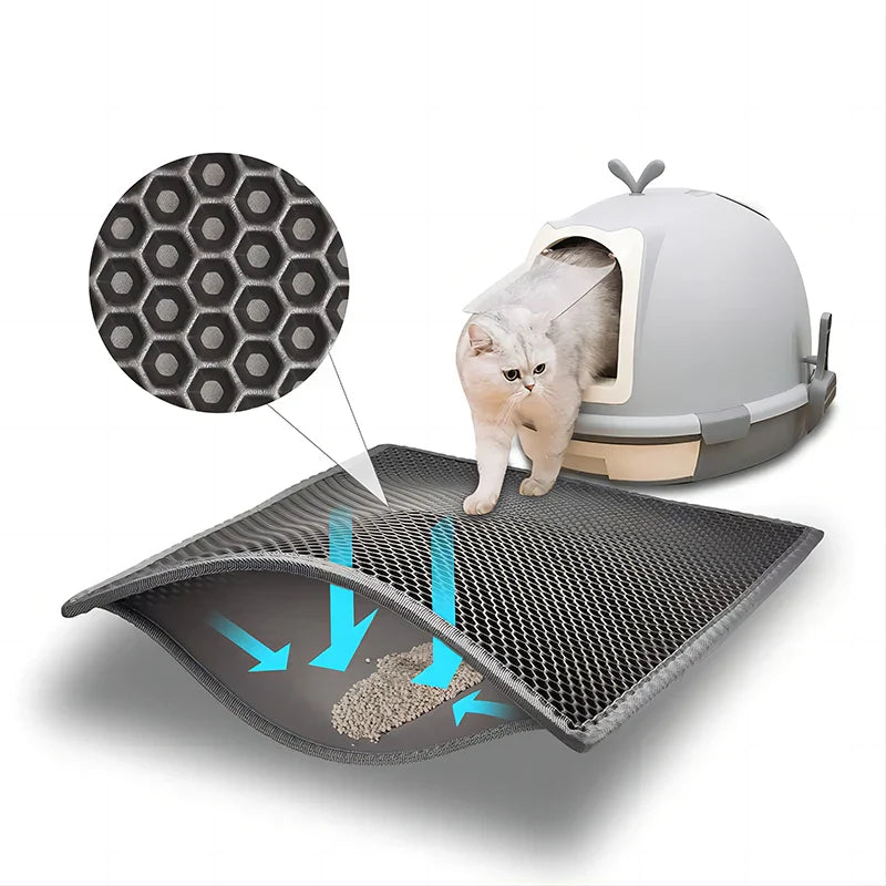 Double-Layer EVA Cat Litter Mat Waterproof Washable Non-Slip Litter Trapping Pad for Cats & Small Dogs