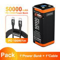 50,000mAh 100W Portable Power Bank with Retractable USB-C Cable – PD PPS Fast Charging for Phones & Laptops